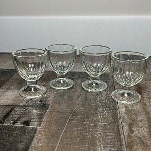 Vintage Crystal Paneled Pedestal Cordial Glasses 2.5" Tall Set 4